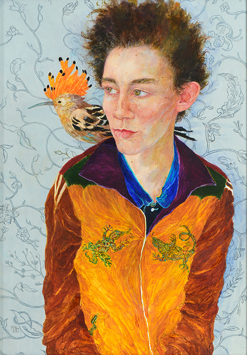 Male Plumage (boy against wallpaper)